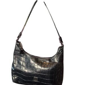 Dooney & Bourke Black Crocodile-Embossed Shoulder Bag
